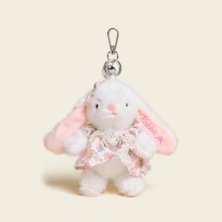 Floral Bow Bunny Bag Charm