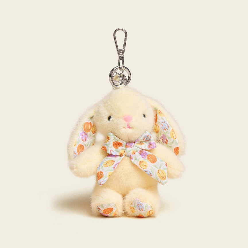 Floral Bow Bunny Bag Charm