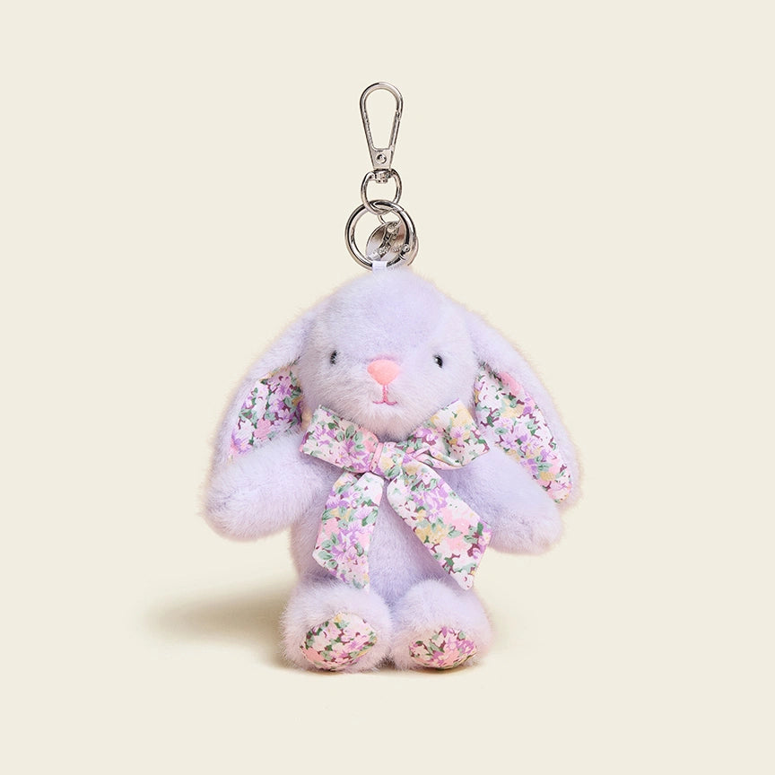Floral Bow Bunny Bag Charm