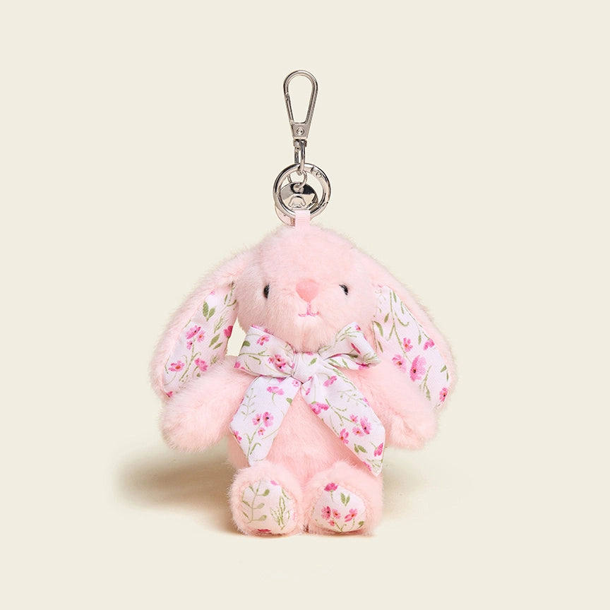 Floral Bow Bunny Bag Charm