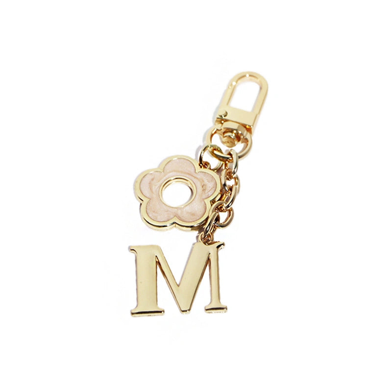 Floral Initial Bag Charm Keychain