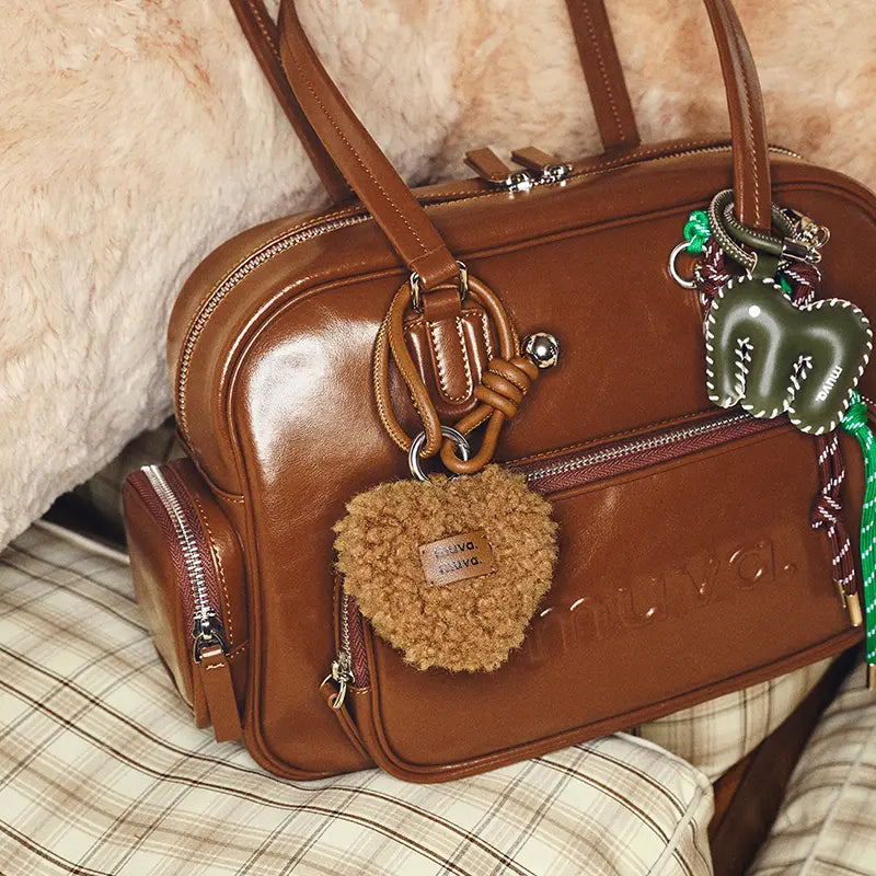 Fluffy Heart Bag Charm