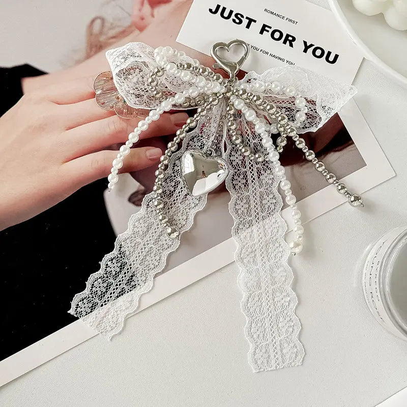 French Lace Bow Bag Charm