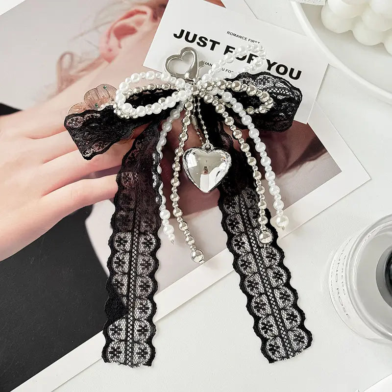 French Lace Bow Bag Charm