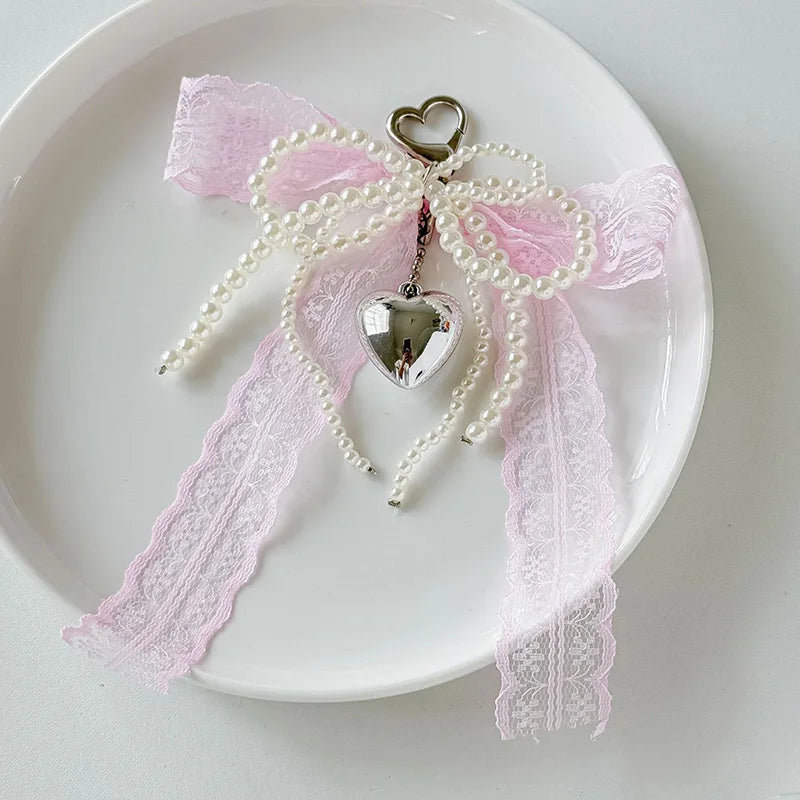 French Lace Bow Bag Charm