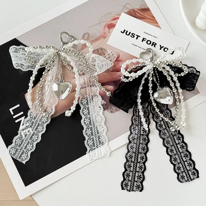 French Lace Bow Bag Charm