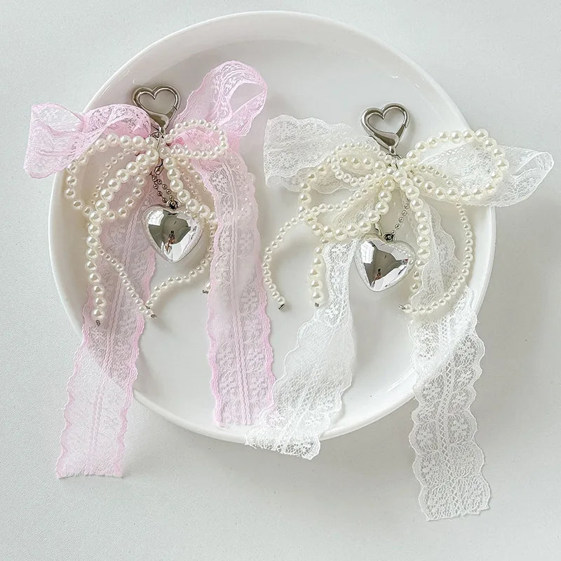 French Lace Bow Bag Charm