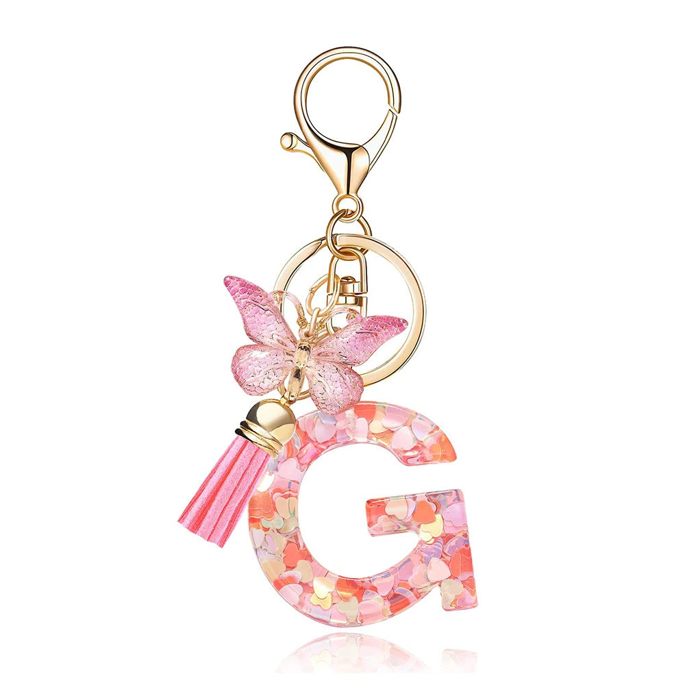 Pink Butterfly Letter Bag Charm
