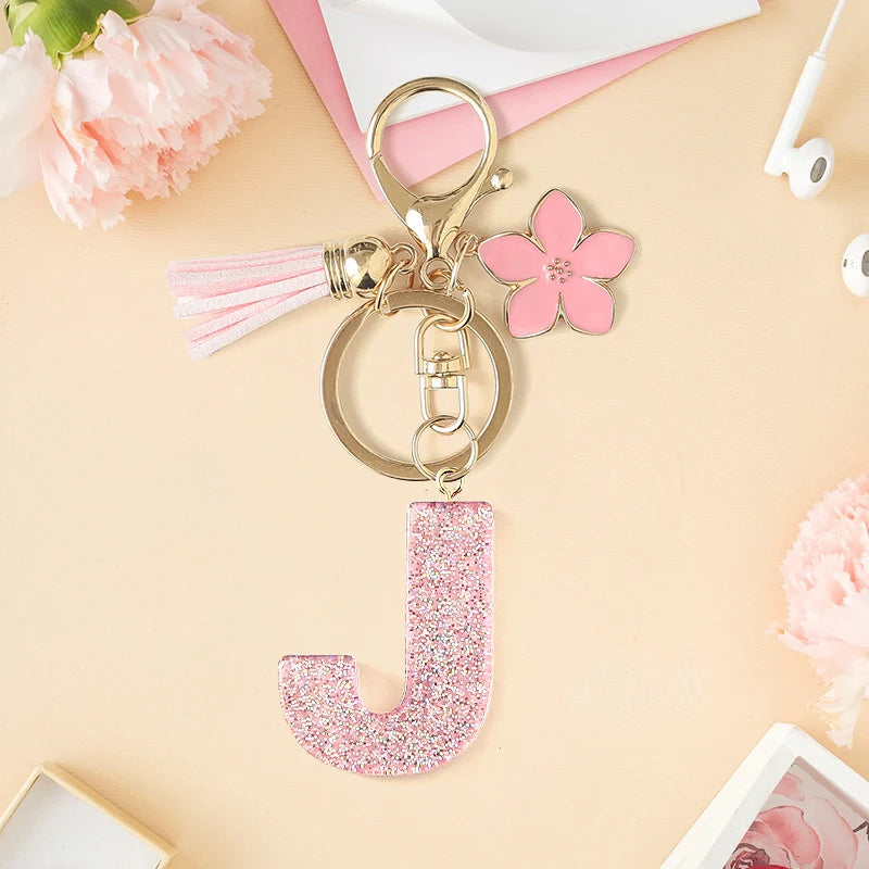 Glitter Letter Tassel Bag Charm