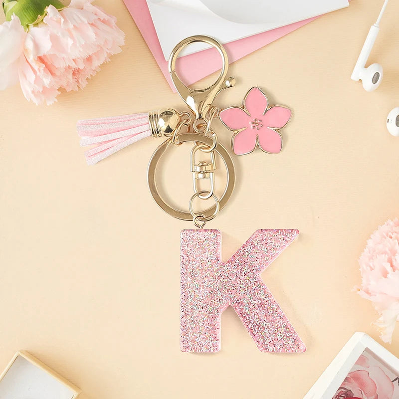 Glitter Letter Tassel Bag Charm
