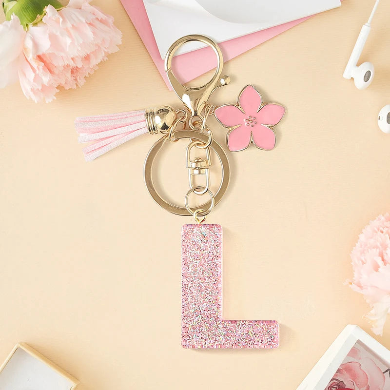 Glitter Letter Tassel Bag Charm
