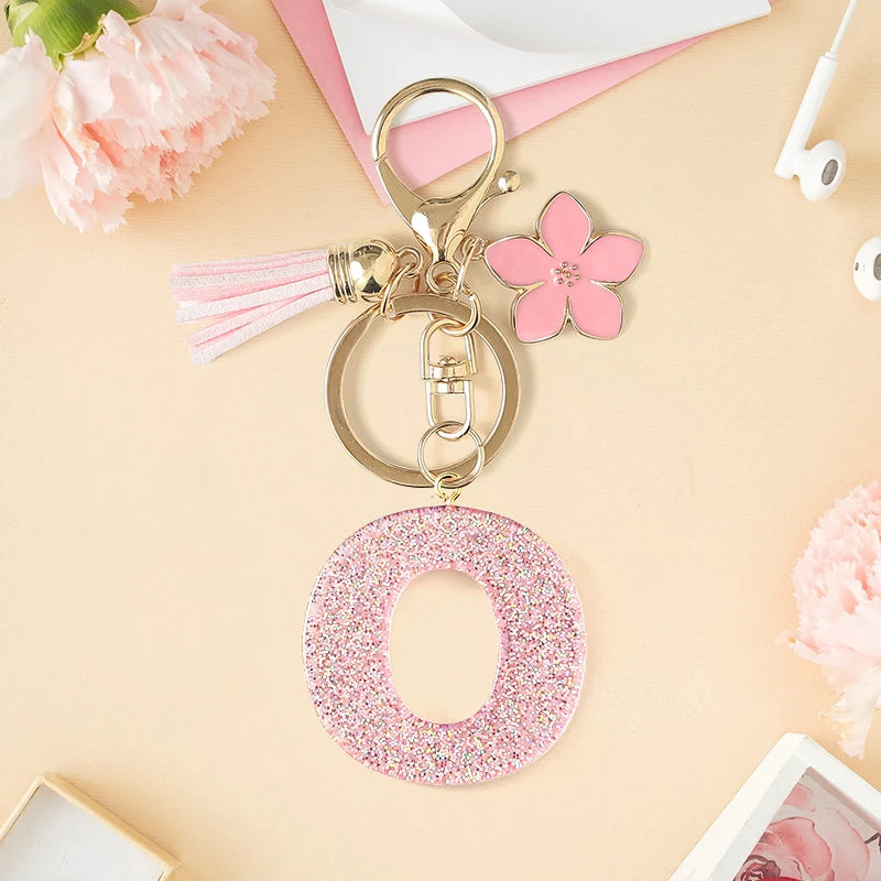 Glitter Letter Tassel Bag Charm