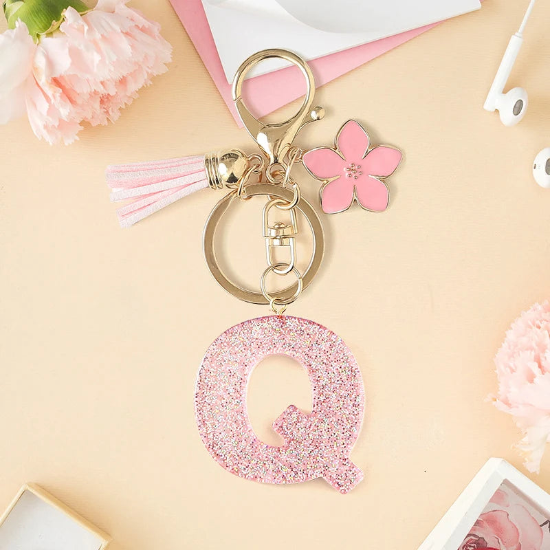 Glitter Letter Tassel Bag Charm