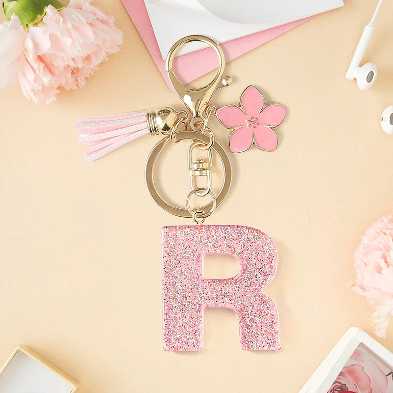 Glitter Letter Tassel Bag Charm