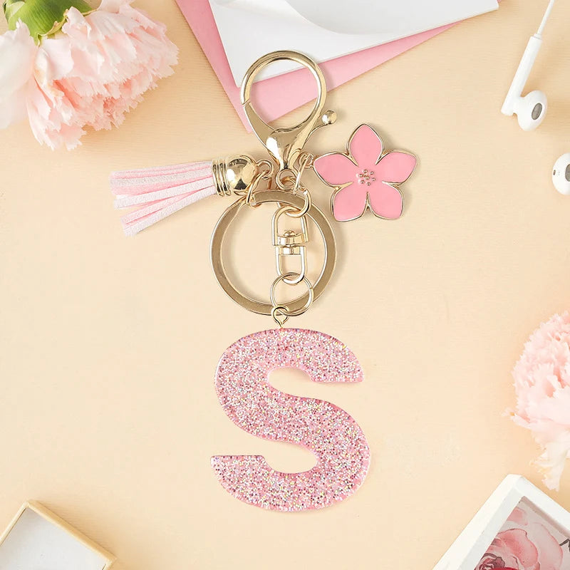 Glitter Letter Tassel Bag Charm