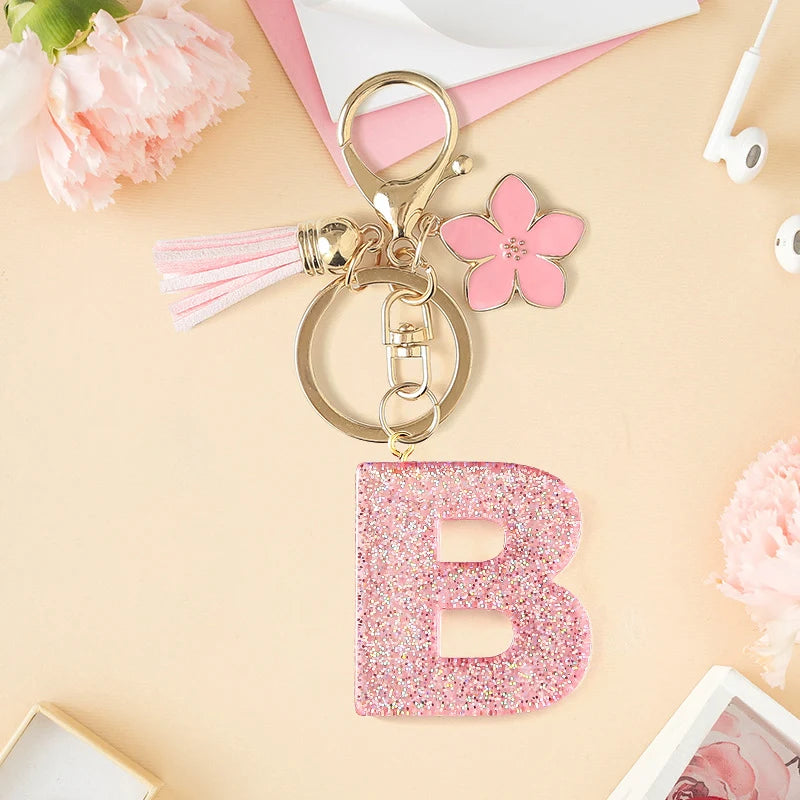 Glitter Letter Tassel Bag Charm