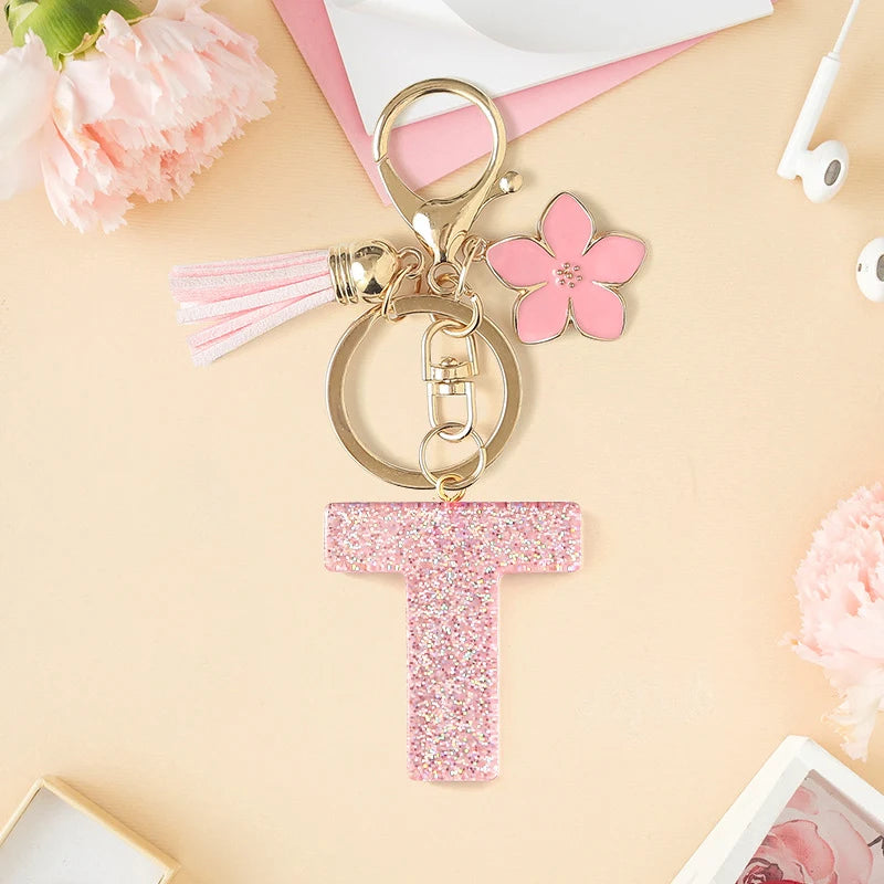 Glitter Letter Tassel Bag Charm