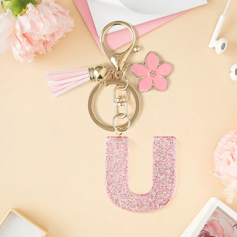 Glitter Letter Tassel Bag Charm