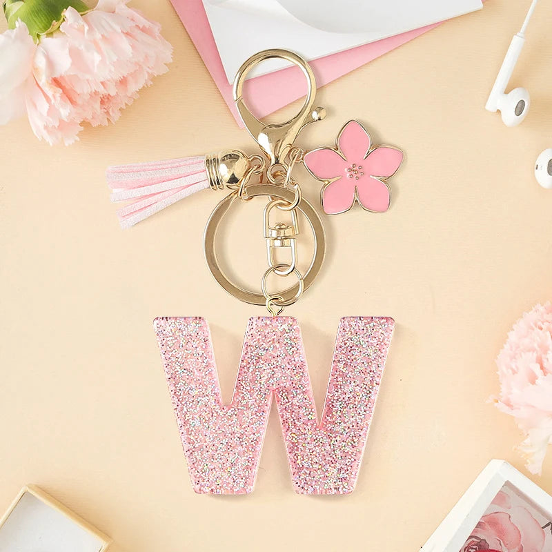 Glitter Letter Tassel Bag Charm