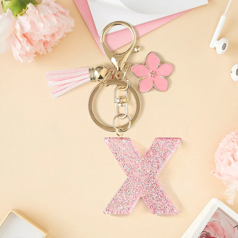 Glitter Letter Tassel Bag Charm