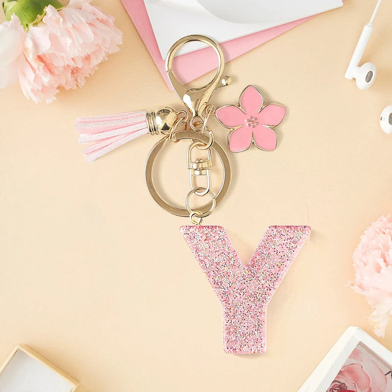 Glitter Letter Tassel Bag Charm