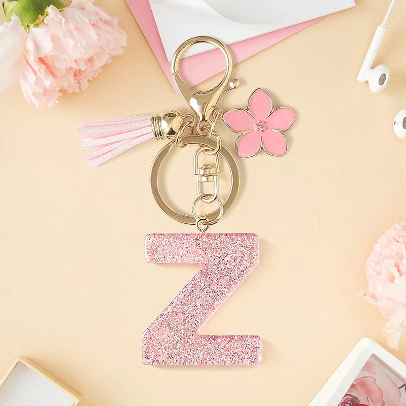 Glitter Letter Tassel Bag Charm