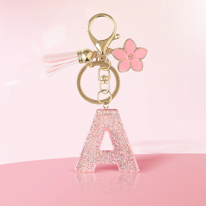 Glitter Letter Tassel Bag Charm