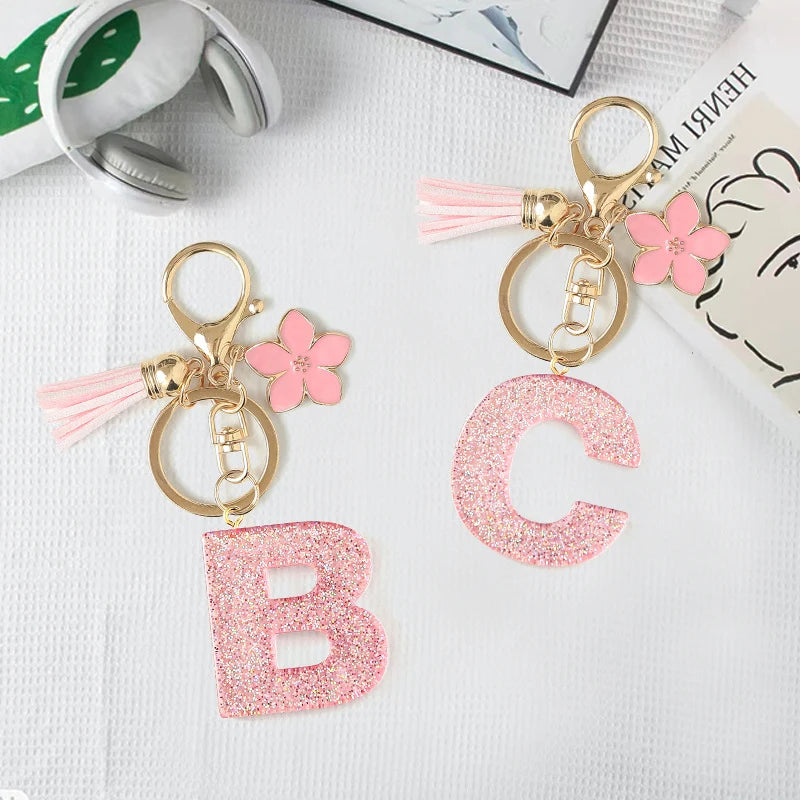 Glitter Letter Tassel Bag Charm