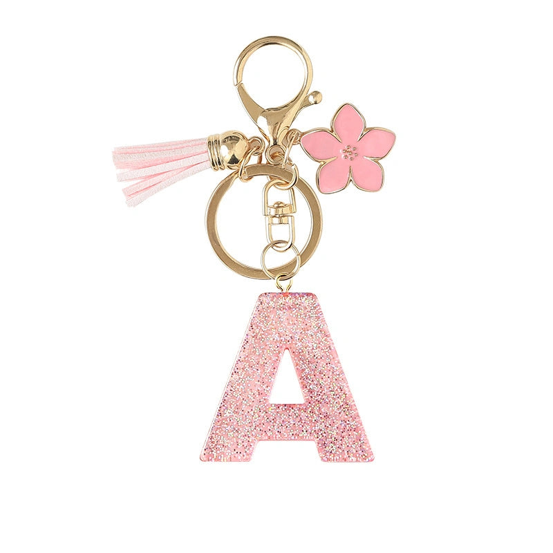 Glitter Letter Tassel Bag Charm