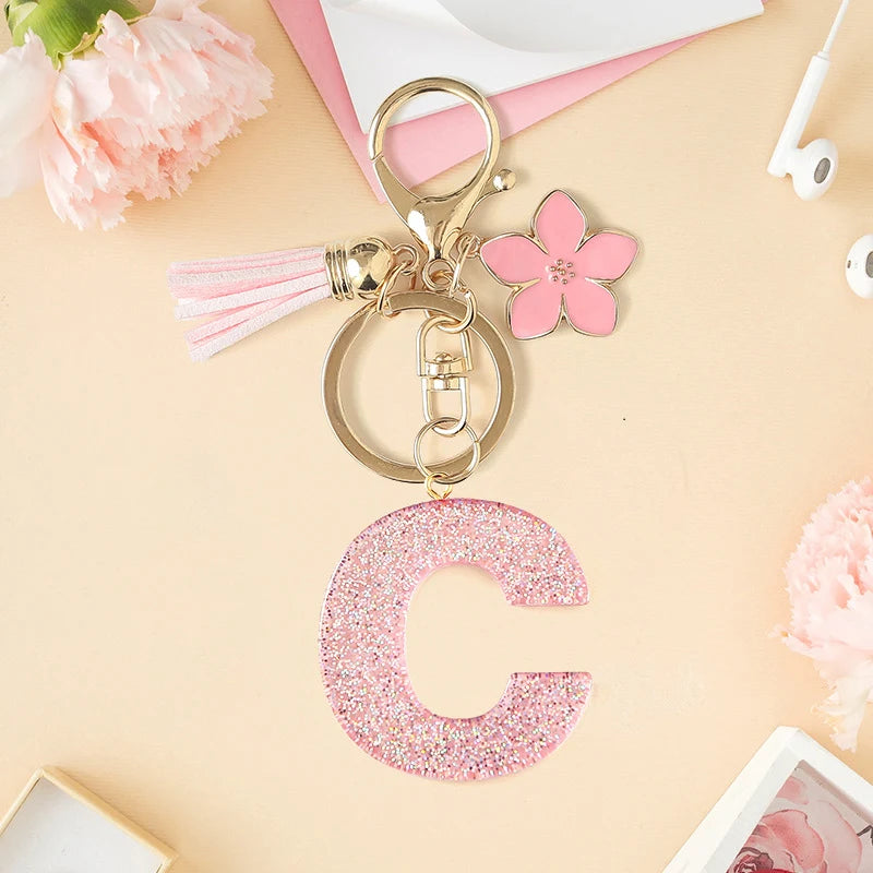 Glitter Letter Tassel Bag Charm