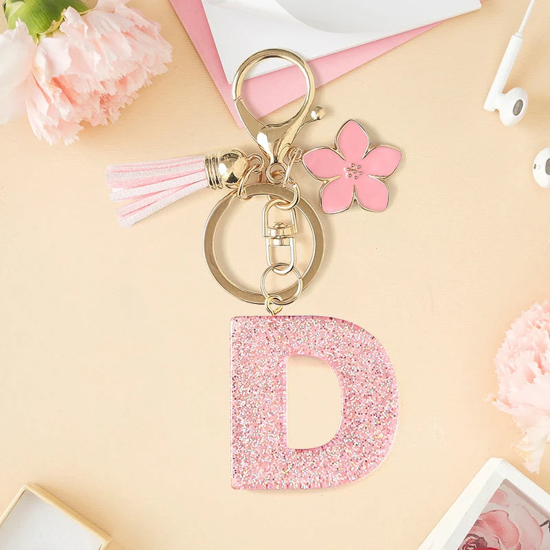 Glitter Letter Tassel Bag Charm