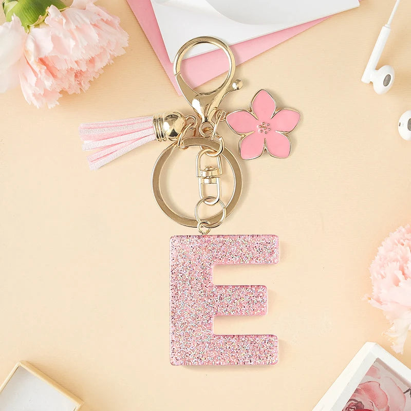 Glitter Letter Tassel Bag Charm
