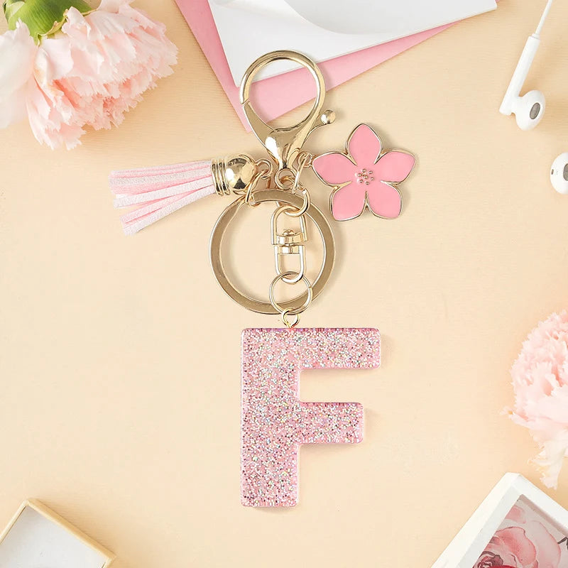 Glitter Letter Tassel Bag Charm