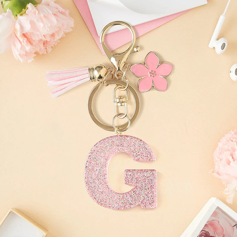 Glitter Letter Tassel Bag Charm