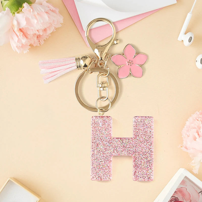 Glitter Letter Tassel Bag Charm