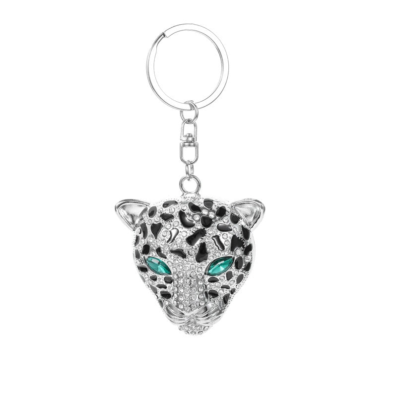 Green-Eye Leopard Head Bag Charm