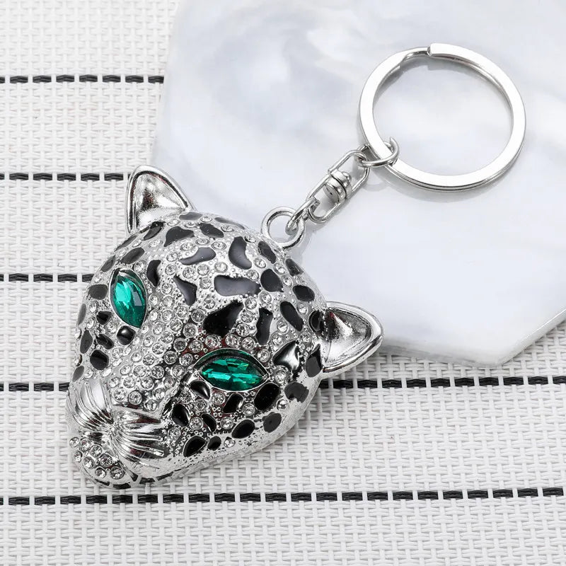Green-Eye Leopard Head Bag Charm