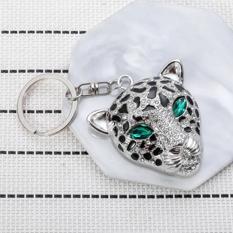 Green-Eye Leopard Head Bag Charm
