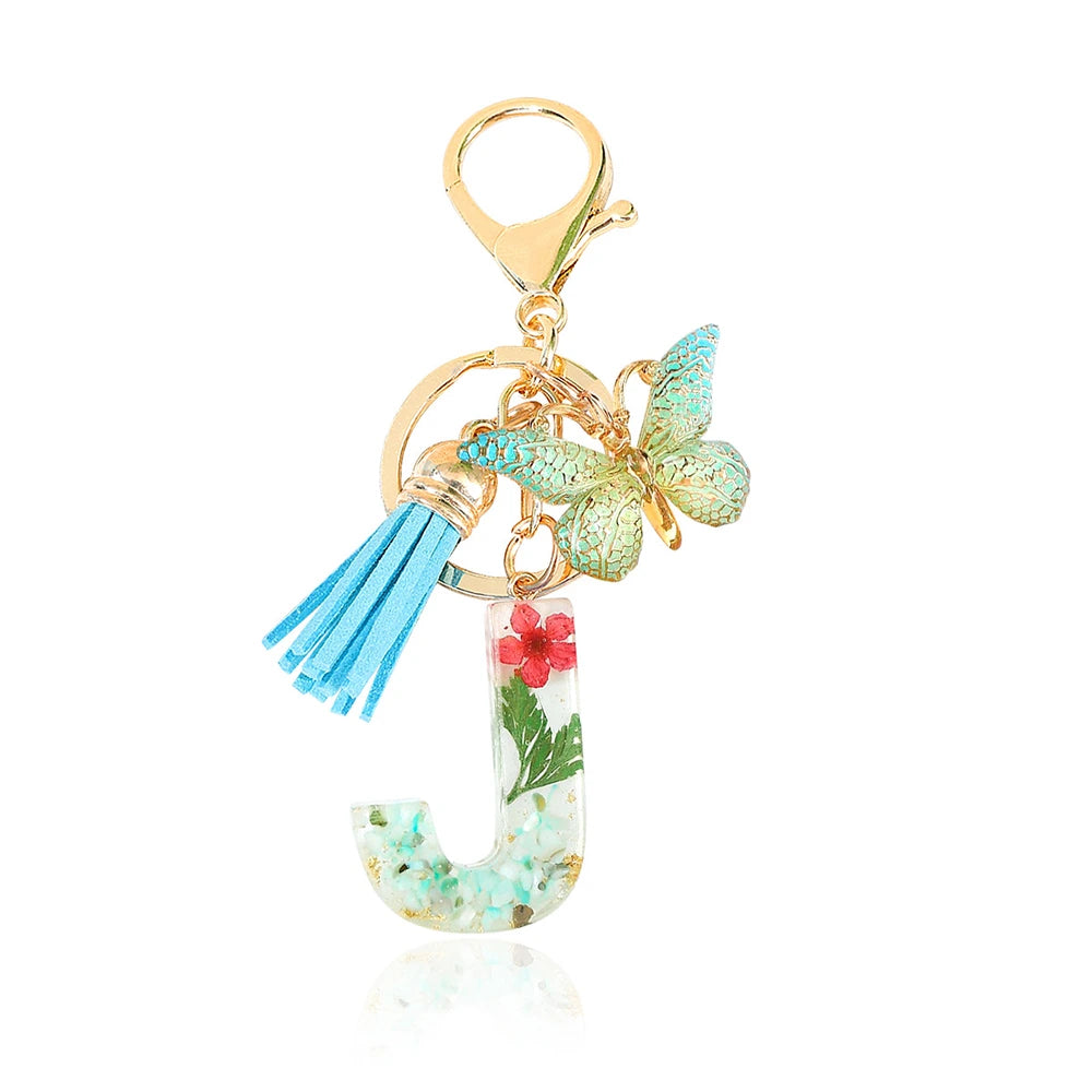 Green Letter Keychain Bag Charm
