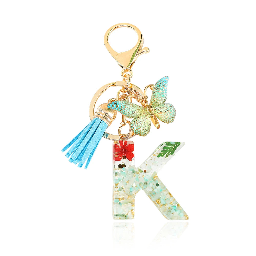 Green Letter Keychain Bag Charm
