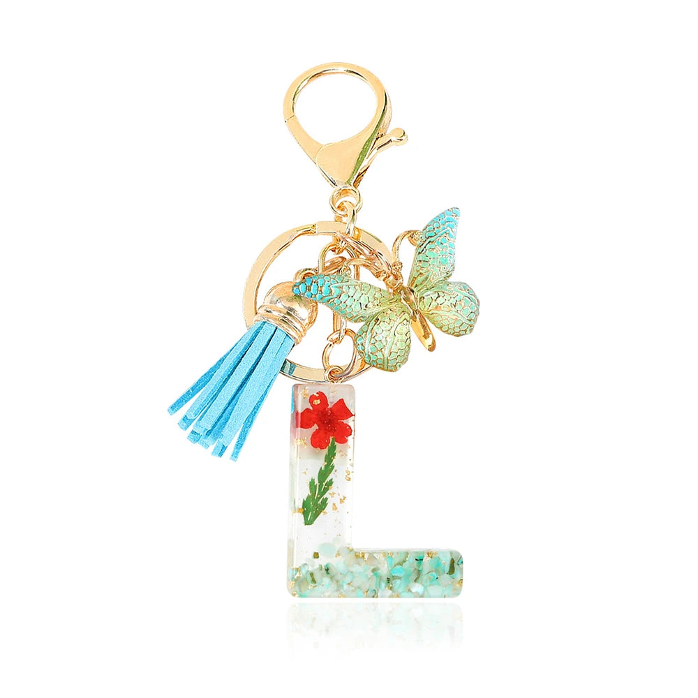 Green Letter Keychain Bag Charm