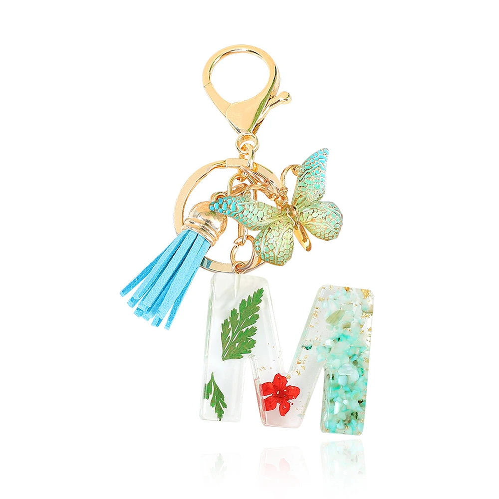 Green Letter Keychain Bag Charm