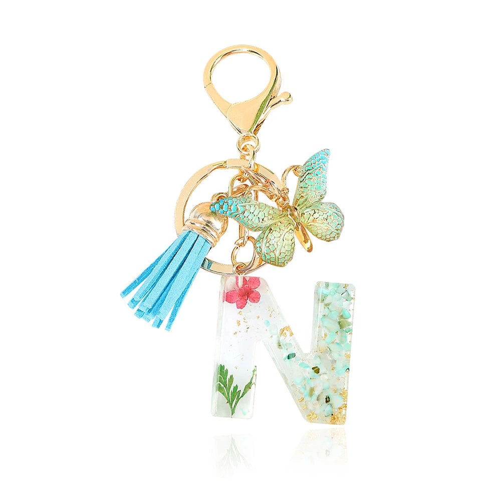 Green Letter Keychain Bag Charm