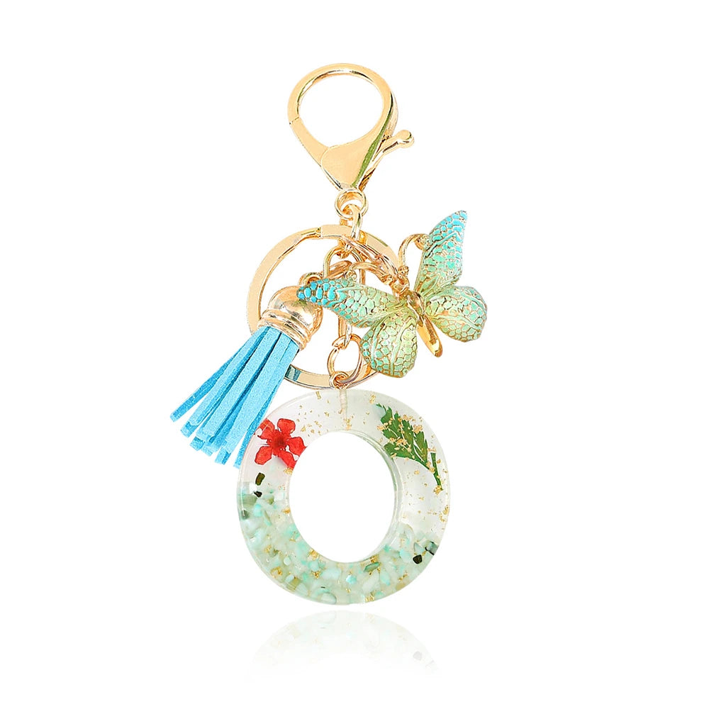 Green Letter Keychain Bag Charm