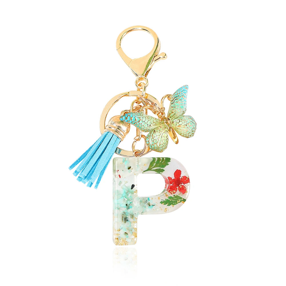 Green Letter Keychain Bag Charm
