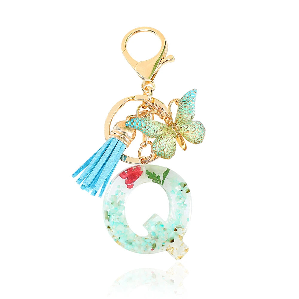 Green Letter Keychain Bag Charm