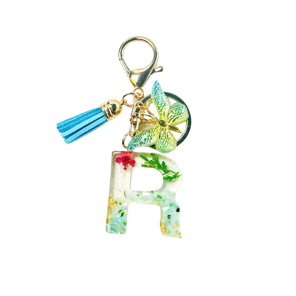 Green Letter Keychain Bag Charm