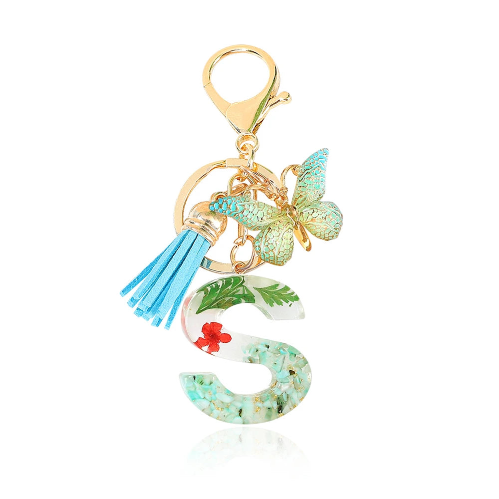 Green Letter Keychain Bag Charm