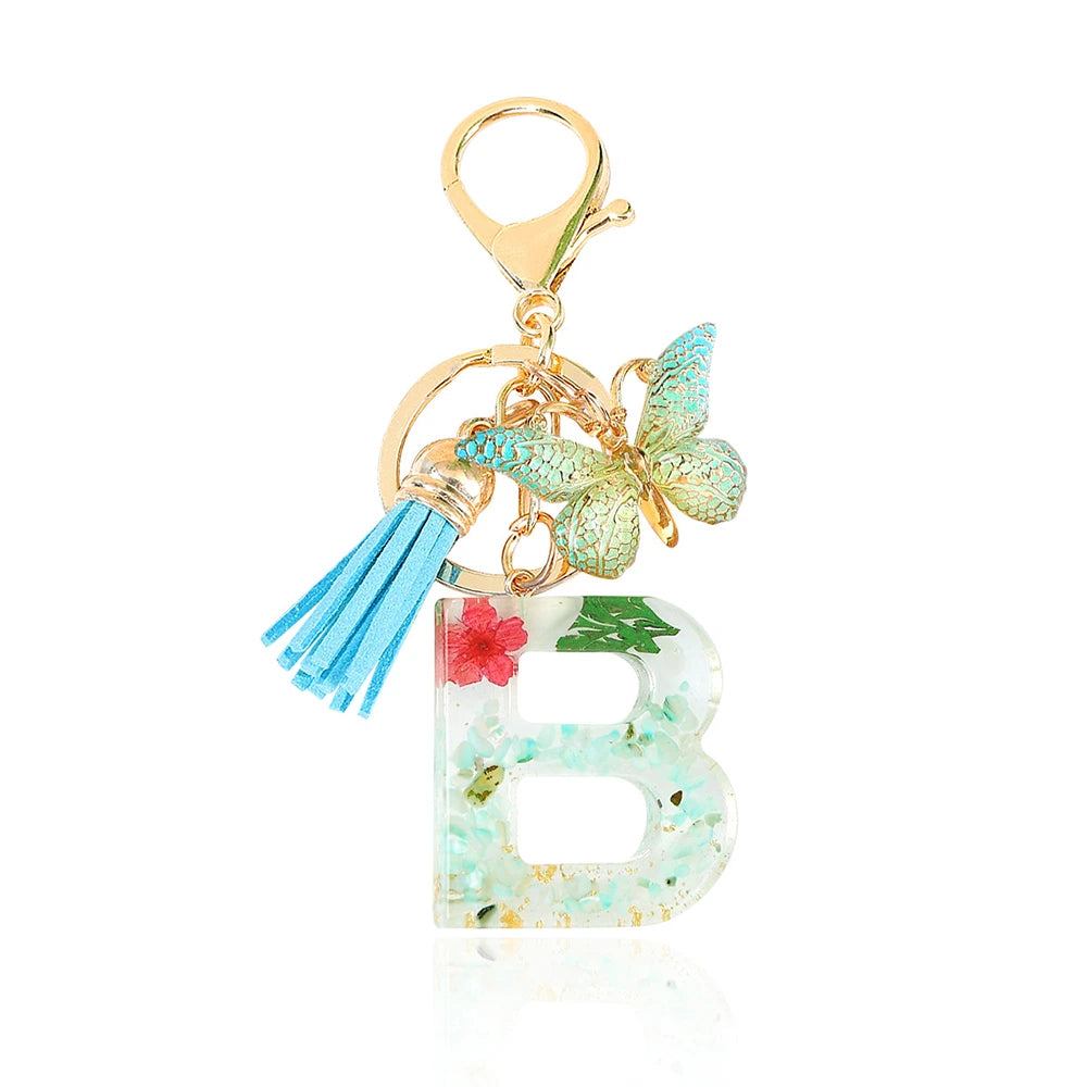 Green Letter Keychain Bag Charm