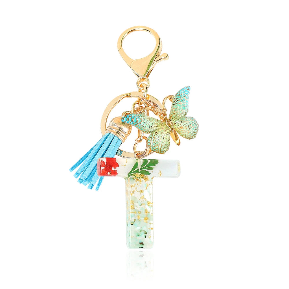 Green Letter Keychain Bag Charm